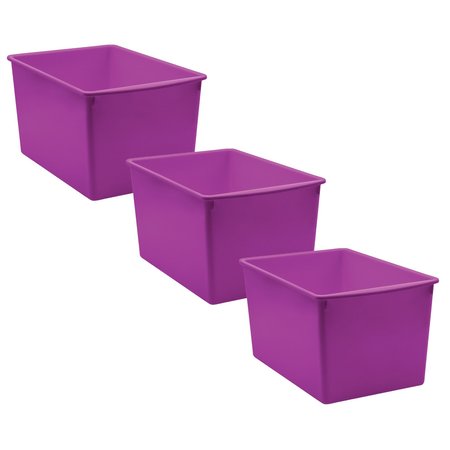 TEACHER CREATED RESOURCES Storage Bin, Plastic, 9.25 in W, 7.5 in H, 14 in L, Purple, 3 PK 20426